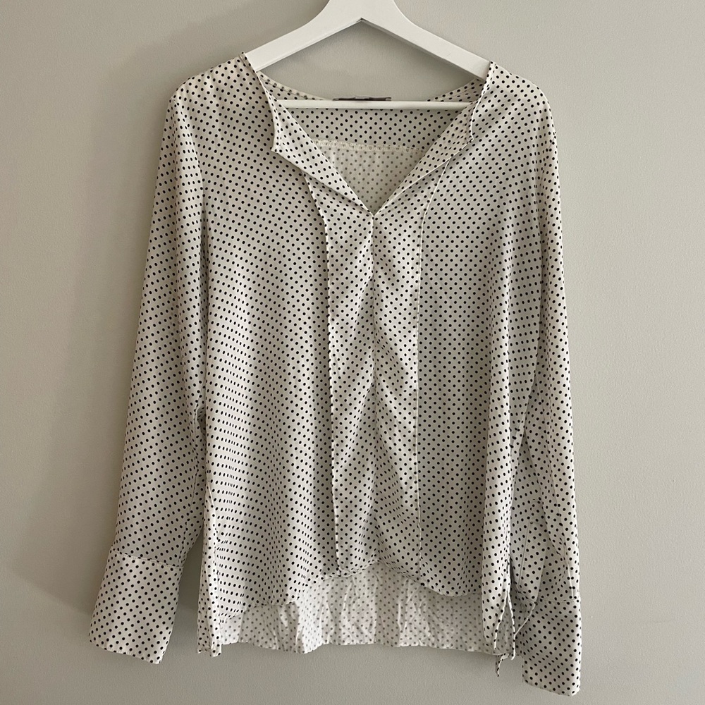 LOFT long-sleeve polka dot blouse